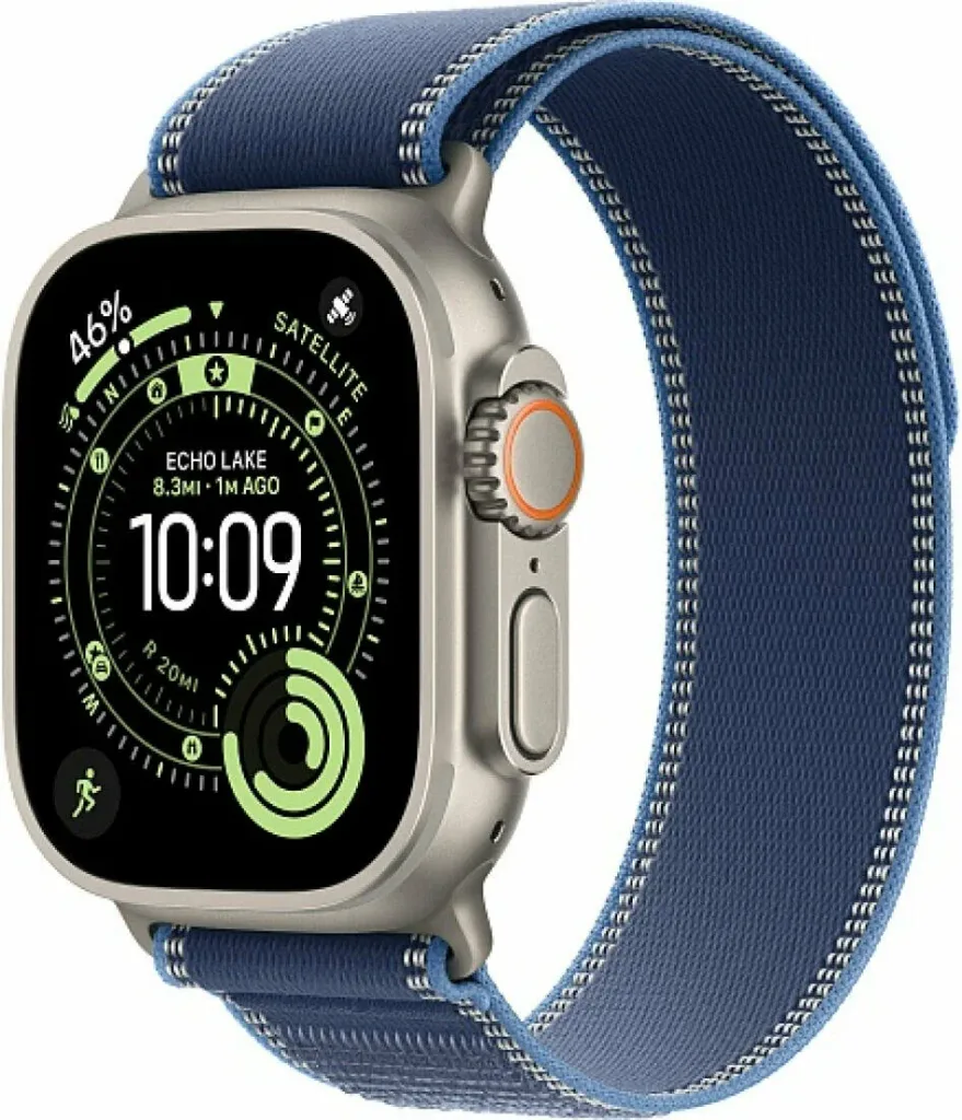 Умные часы Apple Watch Ultra 3 49 mm Natural Titanium Case with S/M Blue/Bright Blue Trail Loop MEWR4 — фото 1 из 7