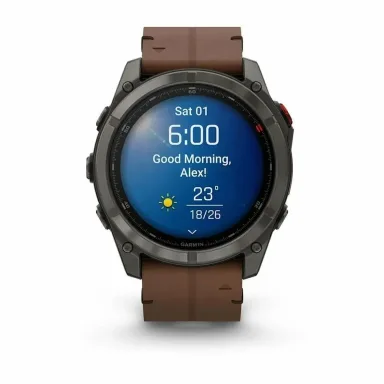 Умные часы Garmin Fenix 8 Pro 51mm AMOLED Carbon Gray Silicone + Chestnut Leather Band — фото 2