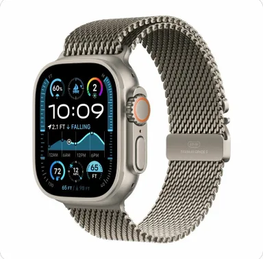 AW Ultra 3 Natural / Natural Titanium Milanese Loop (M)