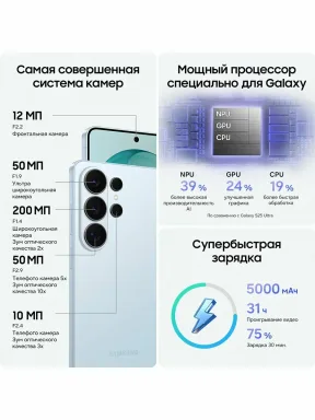 Смартфон Samsung Galaxy S26 Ultra 12/256 ГБ, SkyBlue (голубой), Dual: nanoSim + Esim — фото 2