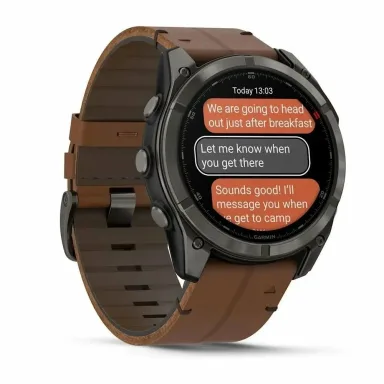 Умные часы Garmin Fenix 8 Pro 51mm AMOLED Carbon Gray Silicone + Chestnut Leather Band — фото 5