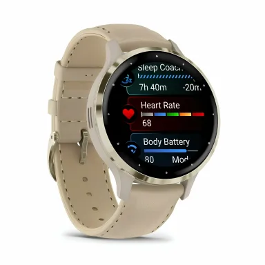 Garmin Venu 3S Soft Gold French Gray Silicone + Leather Band — фото 3